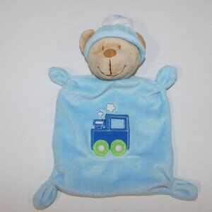 Nicotoy DouDou France Brown Bear Blue Train Security Blanket Baby Lovey Soother